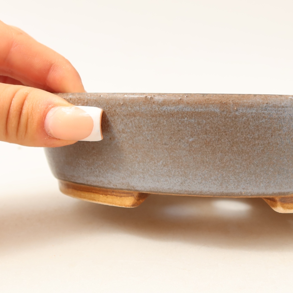 Ceramic bonsai pot, 15 x 14 x 4 cm, blue