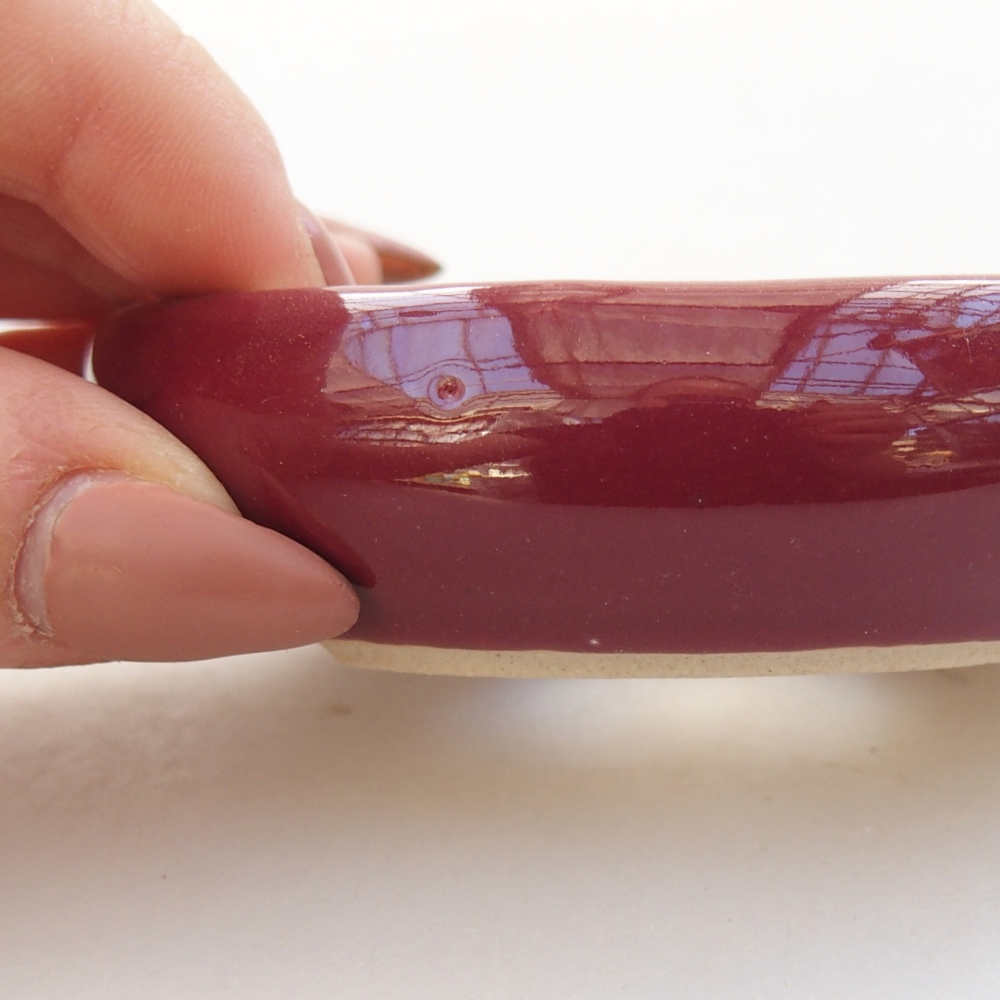 Ceramic bonsai bowl 9 x 9 x 2,5 cm, colour burgundy