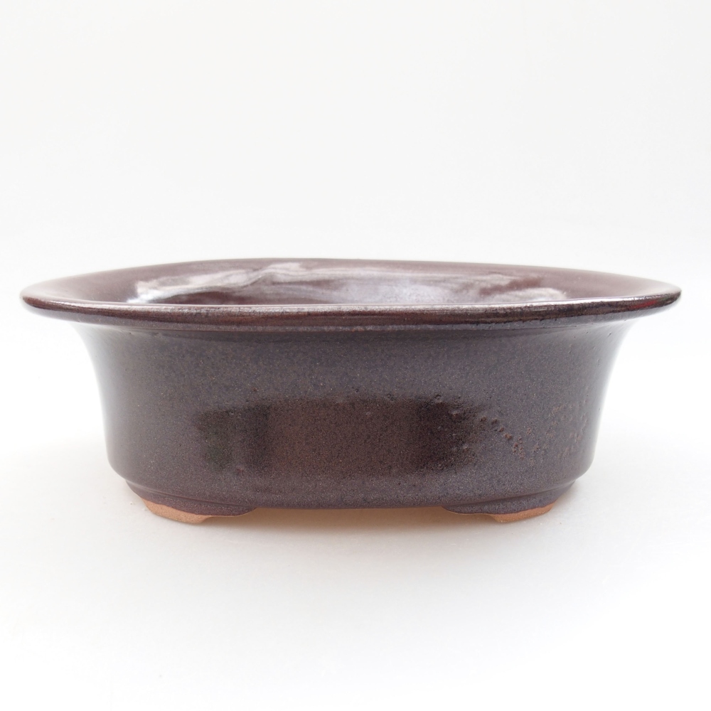 Ceramic bonsai bowl 19,5 x 16 x 6,5 cm, color brown