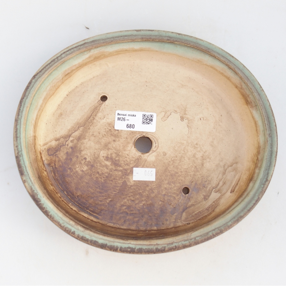 Ceramic bonsai bowl 24 x 21 x 5 cm, green