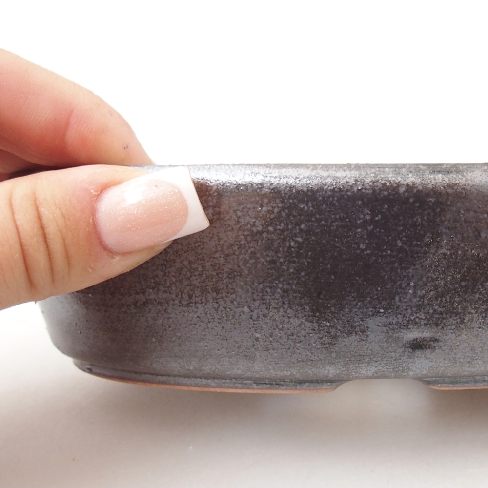 Ceramic bonsai bowl 15 x 9,5 x 4 cm, metal colour