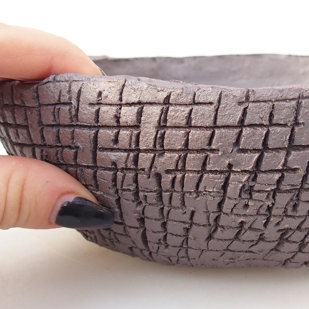 Ceramic bonsai bowl 18 x 18 x 6 cm, metal colour