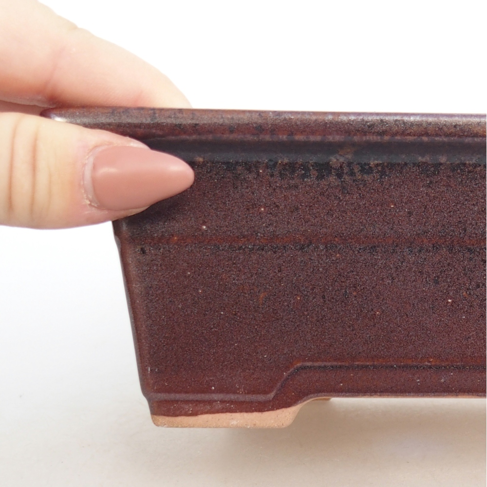 Ceramic bonsai bowl 16 x 12 x 6 cm, burgundy