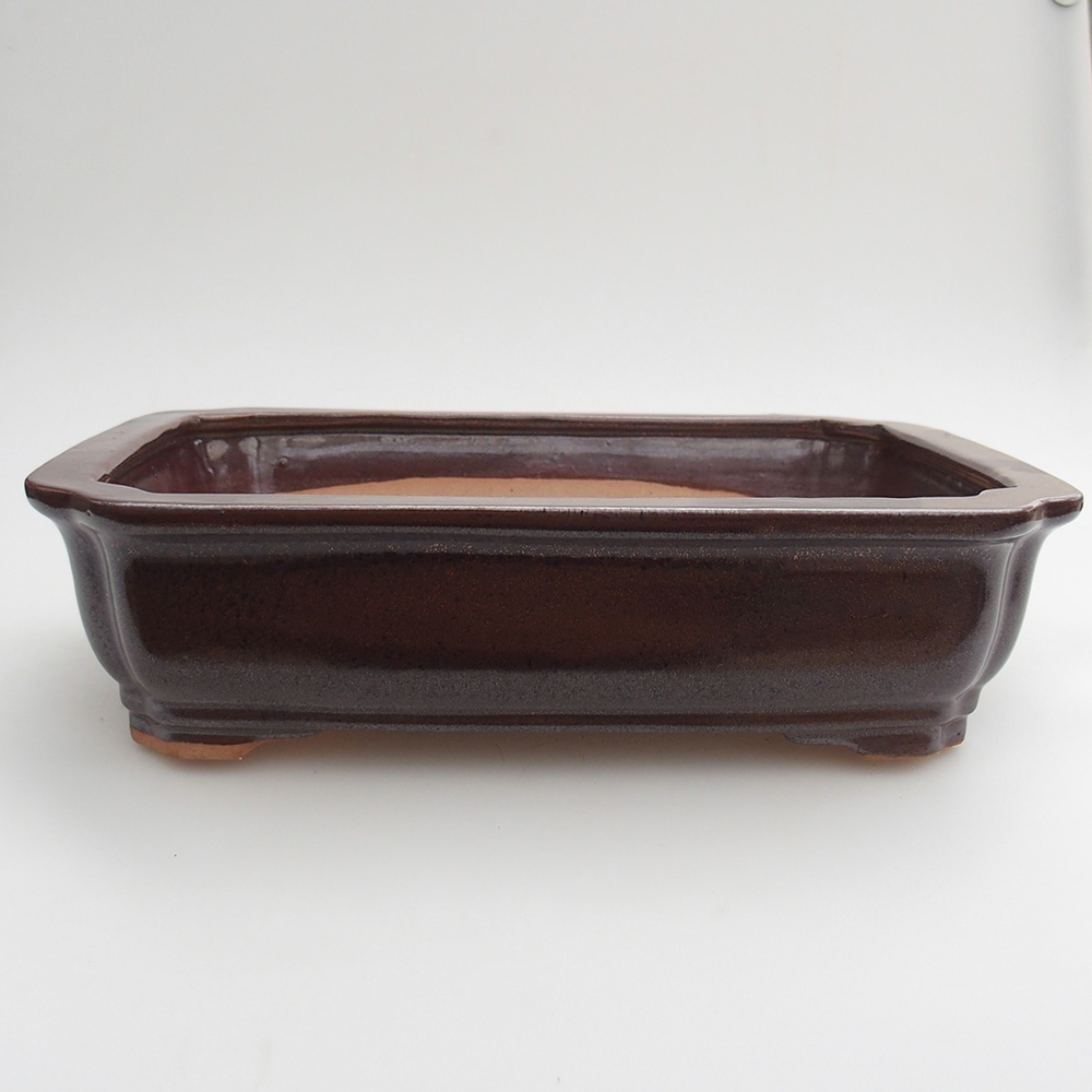 Ceramic bonsai bowl 27 x 21 x 7 cm, brown