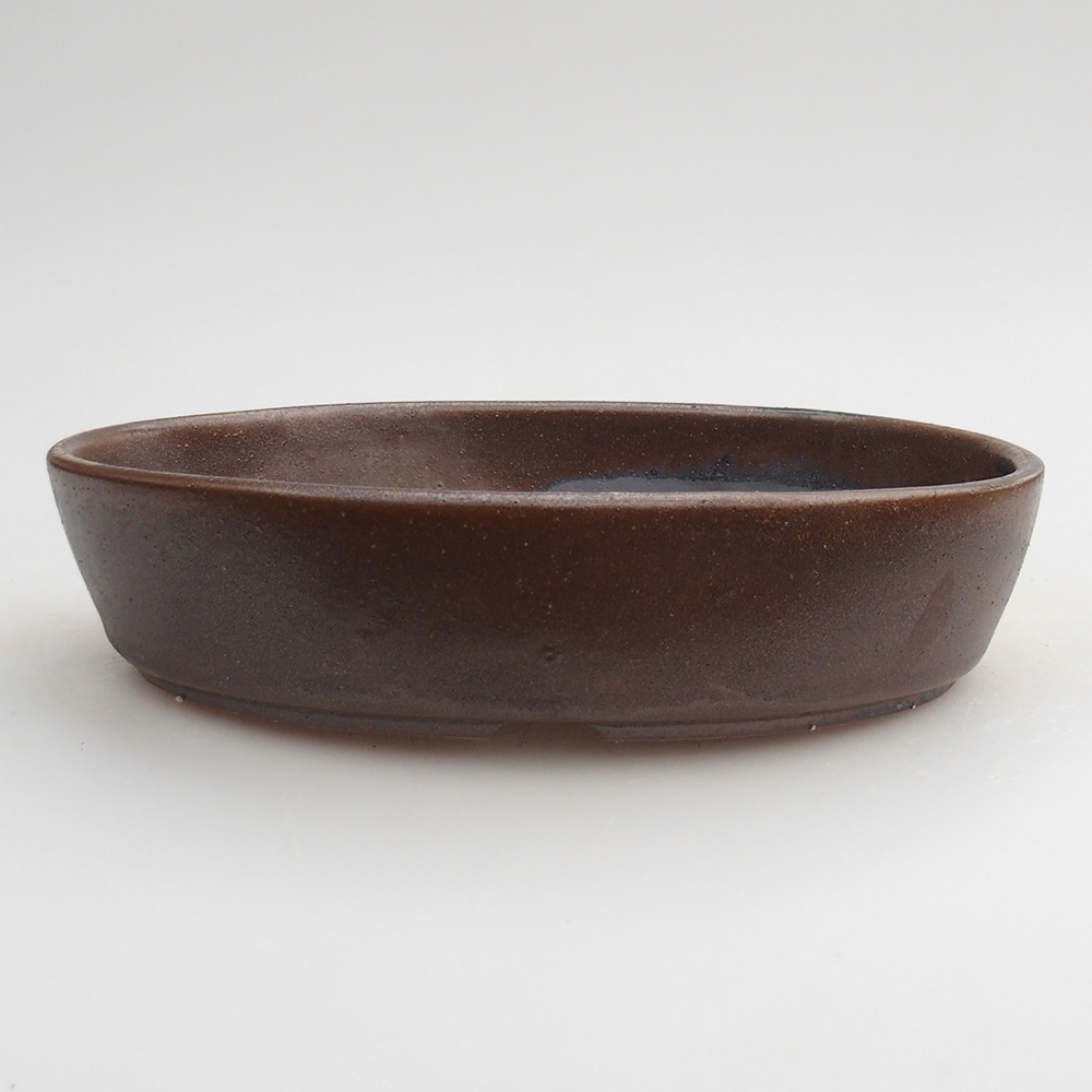 Ceramic bonsai bowl 18,5 x 13 x 4 cm, brown