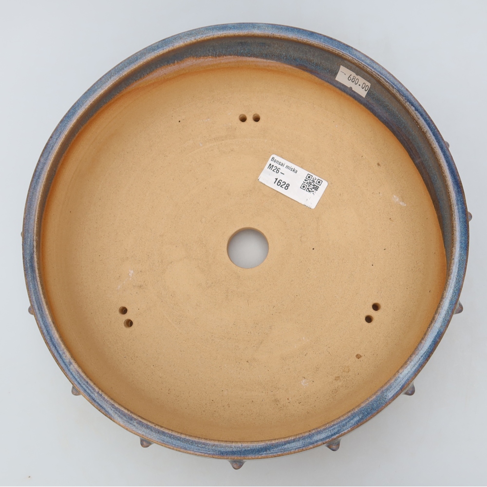 Ceramic bonsai pot, 23.5 x 23.5 x 7 cm, blue