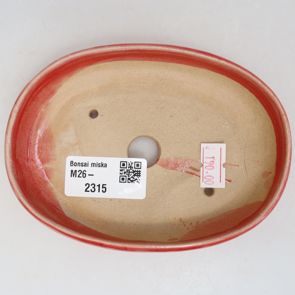 Ceramic bonsai pot, 13 x 9.5 x 2.5 cm, red