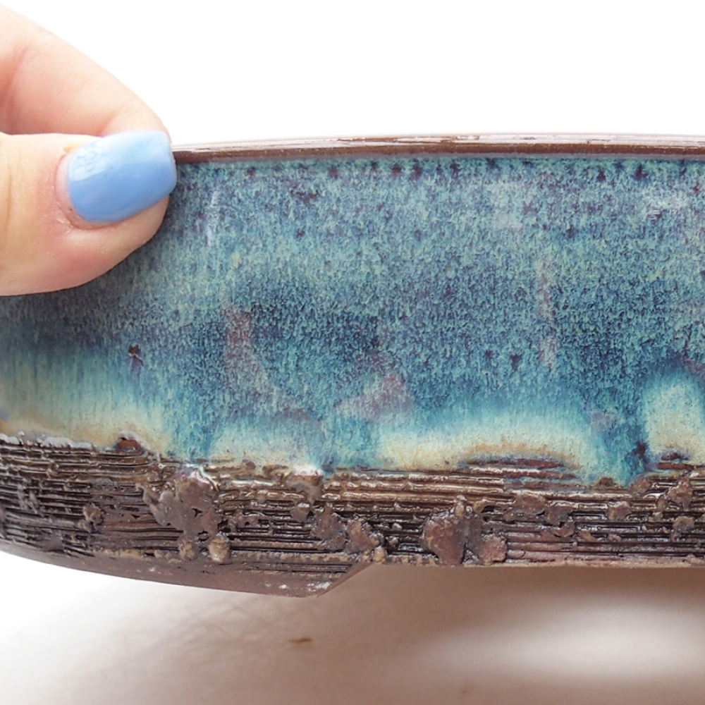 Ceramic bonsai bowl 24 x 24 x 5,5 cm, color blue
