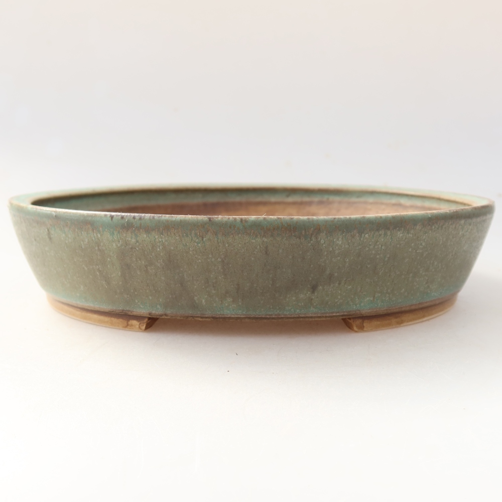 Ceramic bonsai bowl 21 x 19 x 4,5 cm, green
