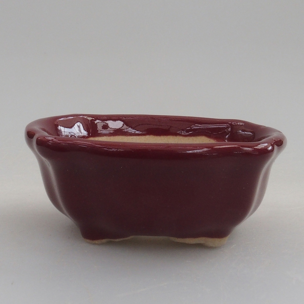 Mini bonsai bowl 6 x 6 x 2,5 cm, color burgundy