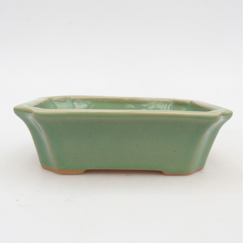 Ceramic bonsai bowl 13 x 10,5 x 4 cm, green