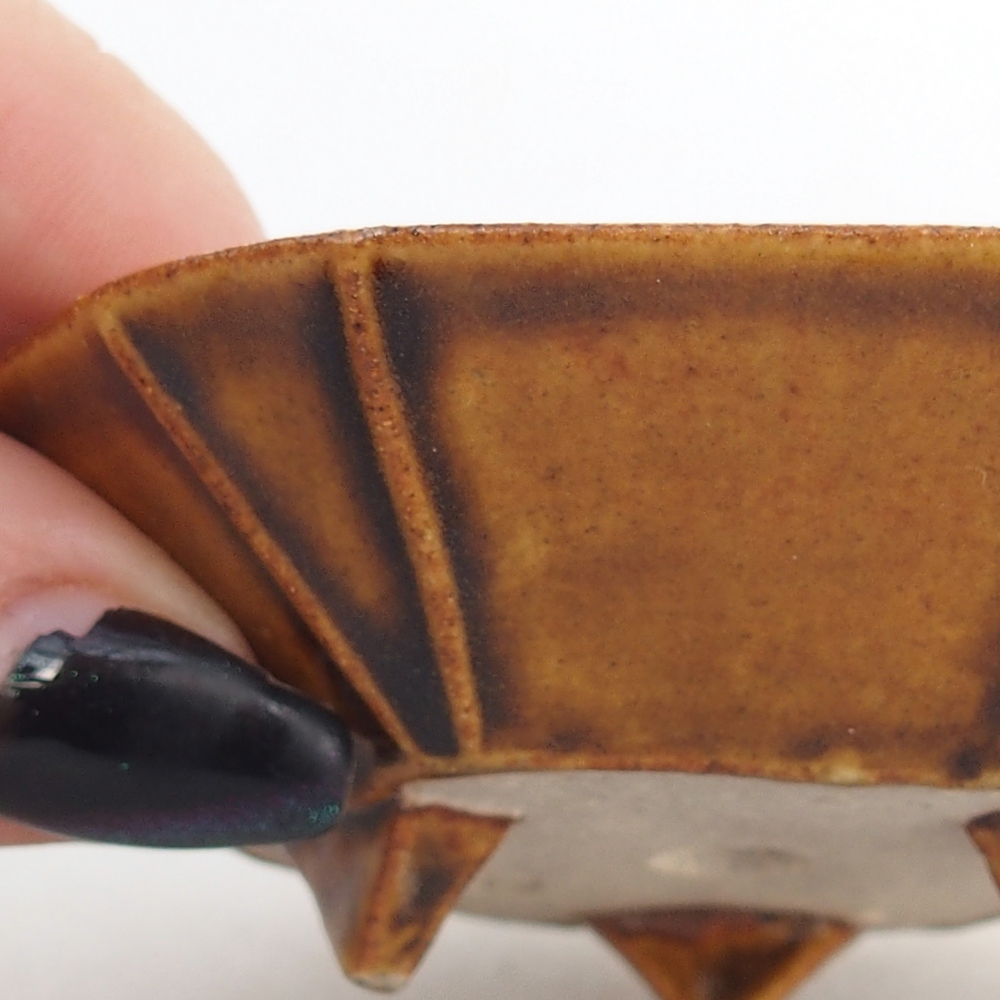 Ceramic bonsai bowl 8,5 x 8 x 2,5 cm, brown
