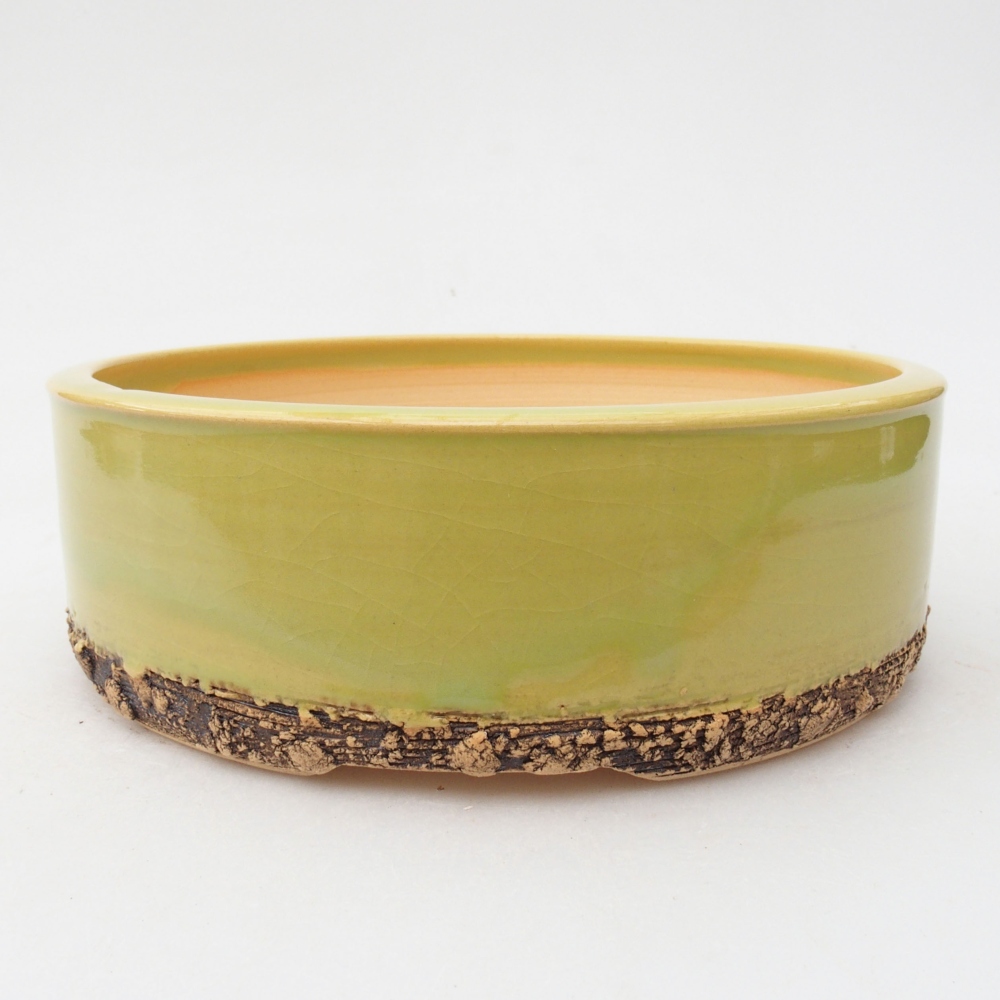 Ceramic bonsai bowl 17,5 x 17,5 x 5,5 cm, color green