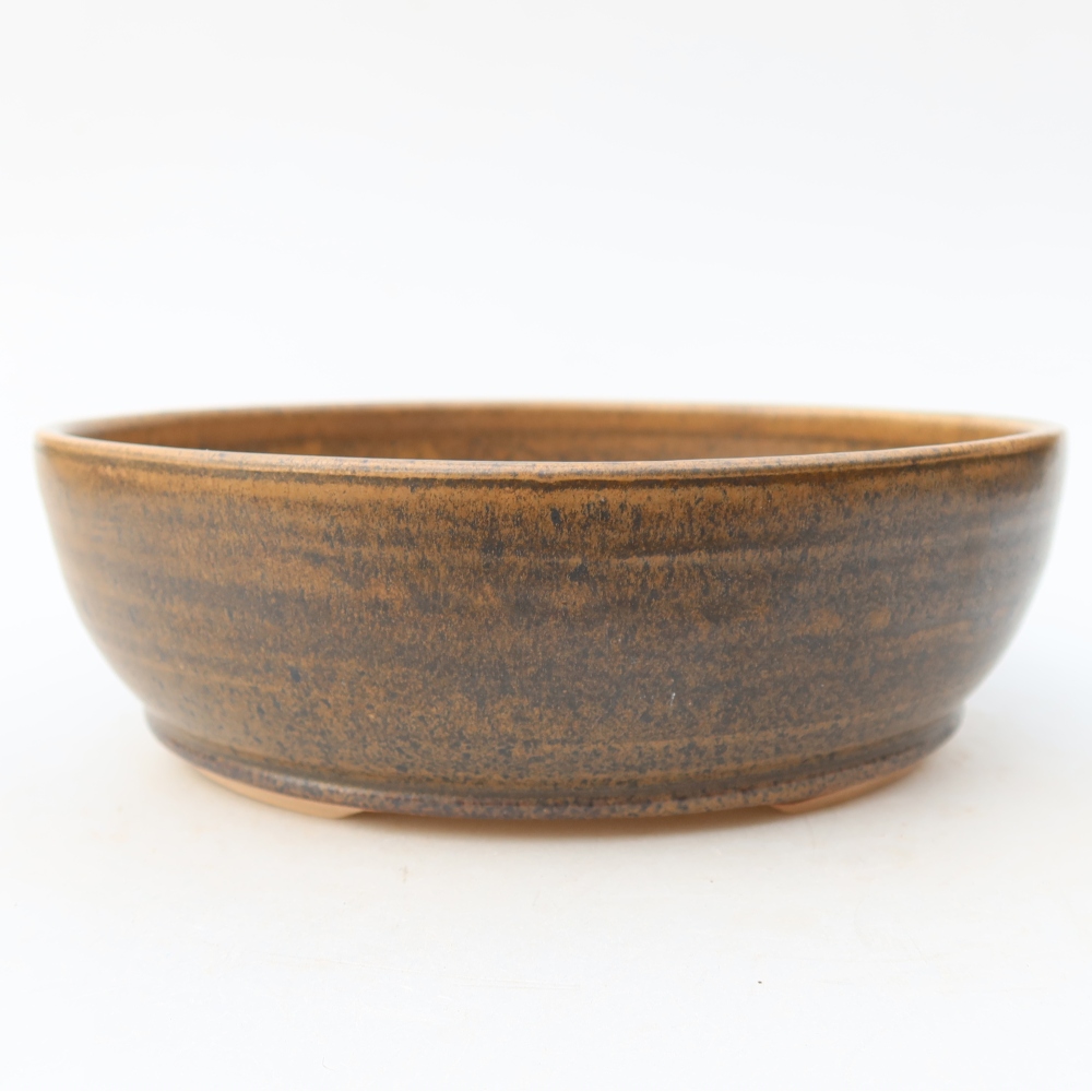 Ceramic bonsai pot, 19 x 19 x 6 cm, brown