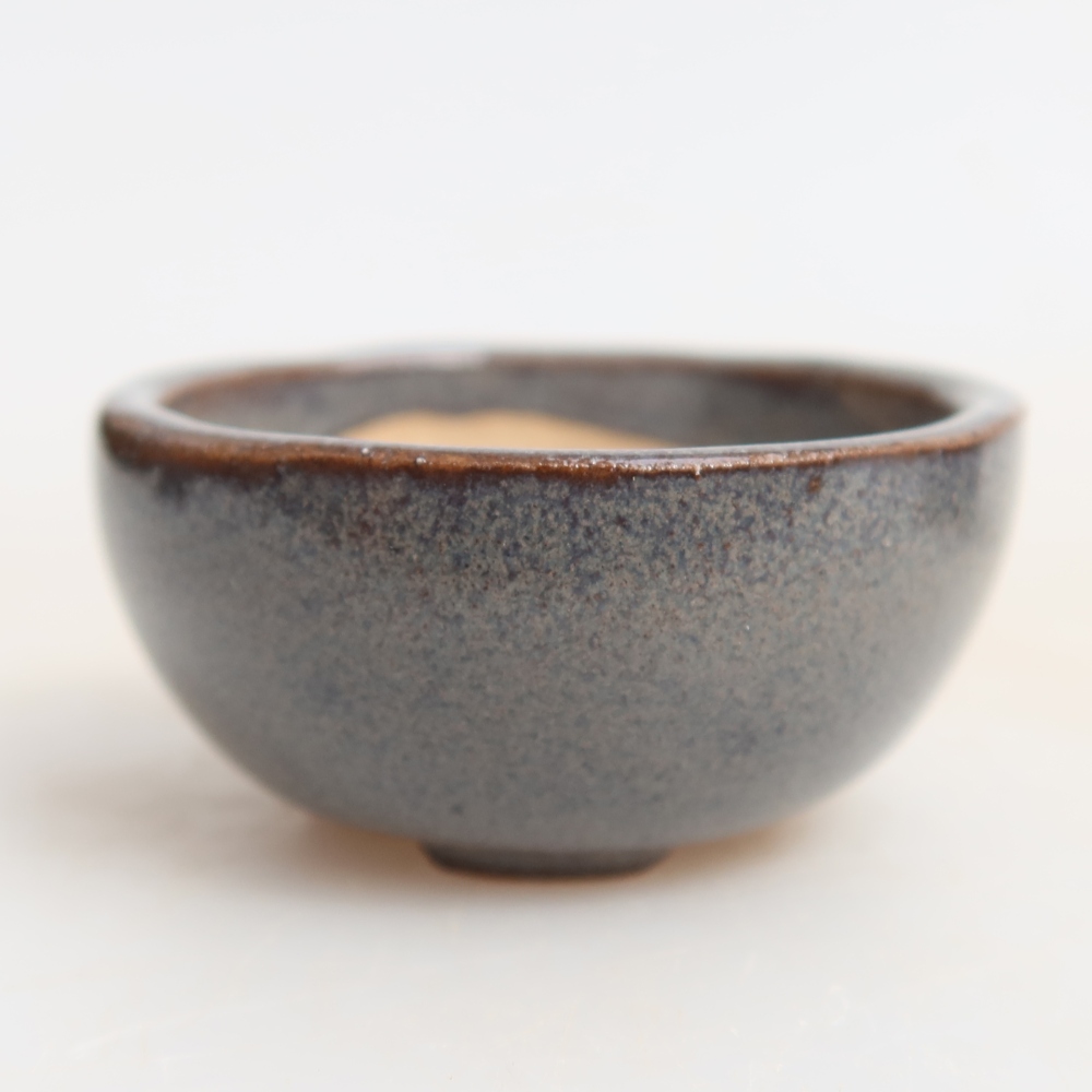 Ceramic bonsai pot, 4 x 4 x 2 cm, gray