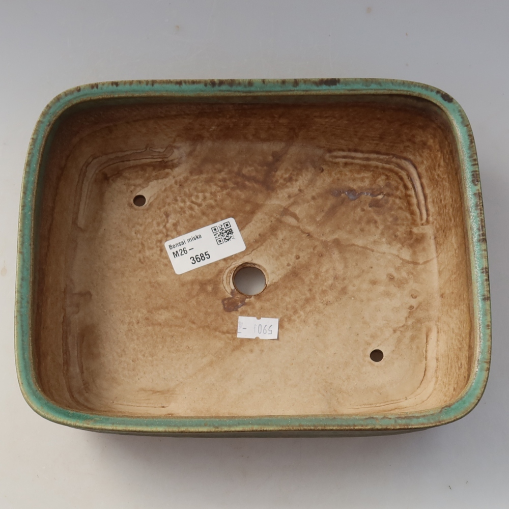 Ceramic bonsai pot, 22.5 x 18 x 6 cm, green