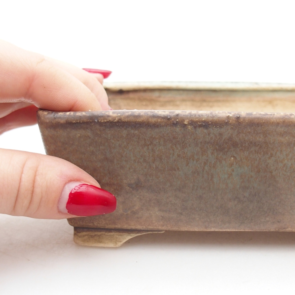 Ceramic bonsai bowl 15 x 12 x 5 cm, green