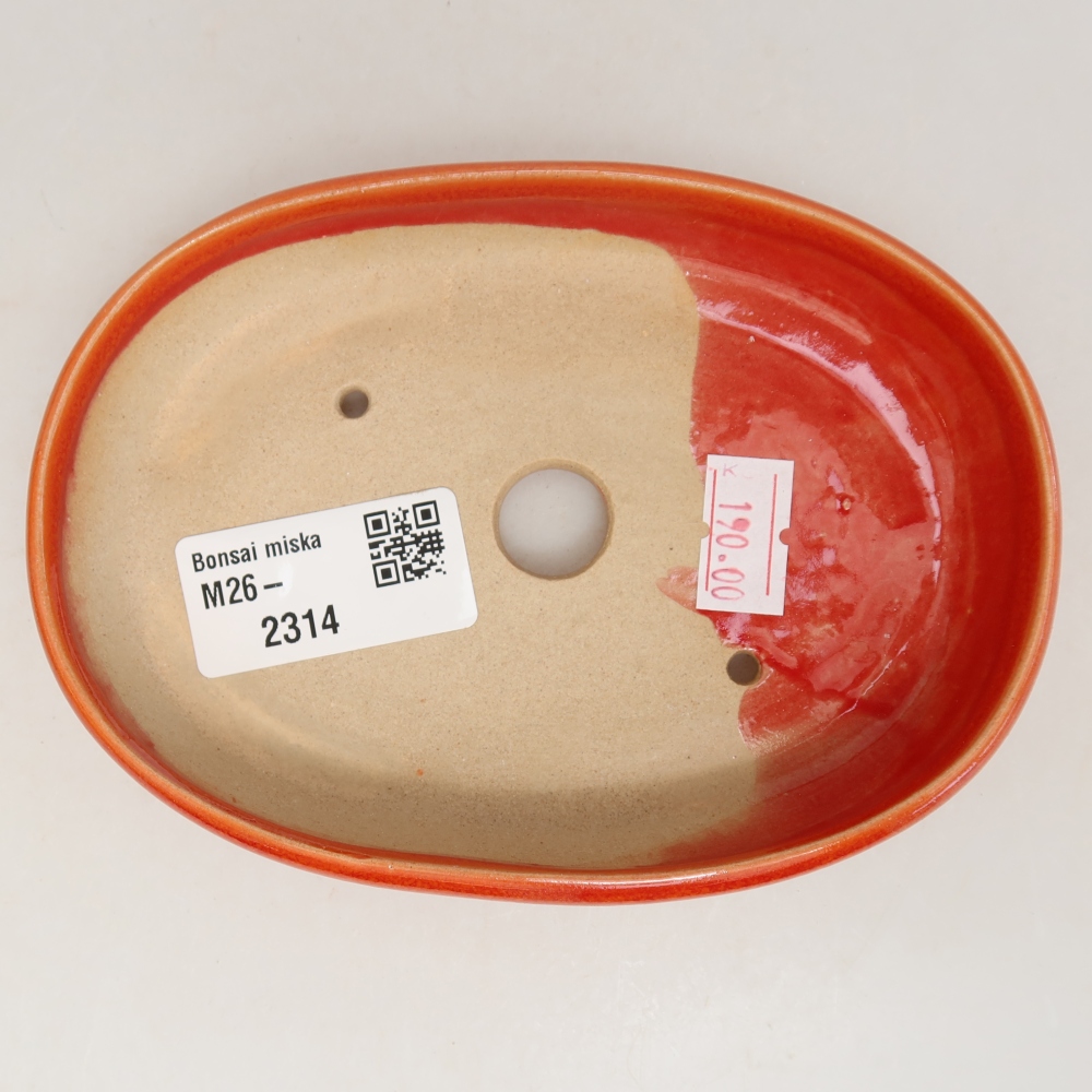 Ceramic bonsai pot, 13 x 9.5 x 2.5 cm, orange