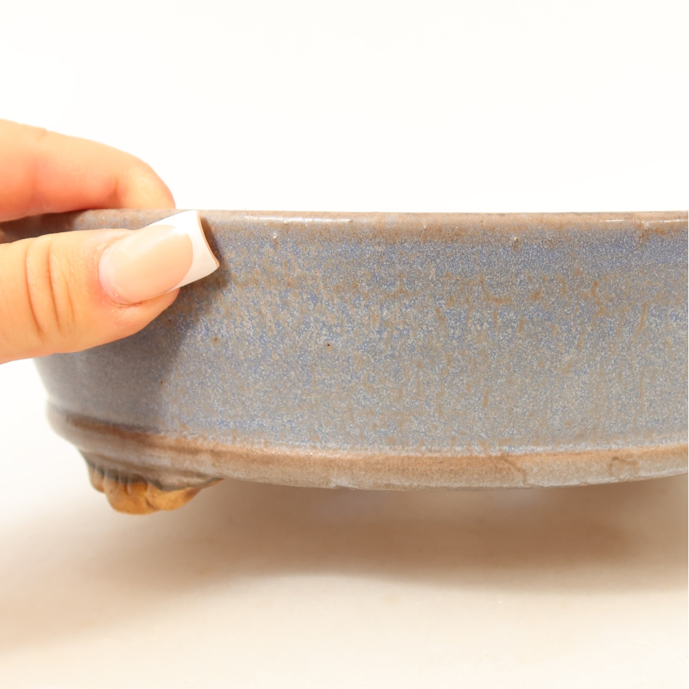 Ceramic bonsai pot, 21.5 x 21.5 x 6 cm, blue