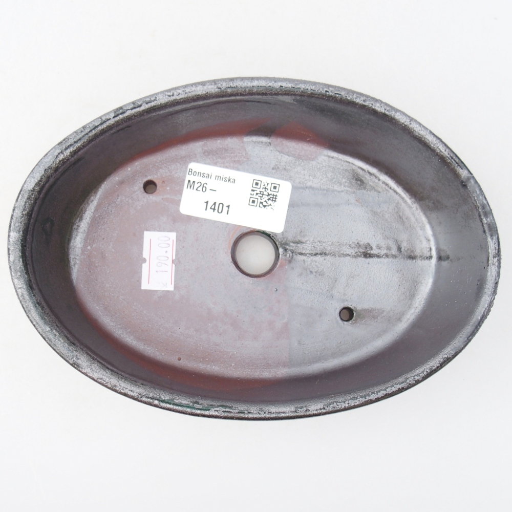 Ceramic bonsai bowl 16,5 x 11,5 x 4,5 cm, metal colour