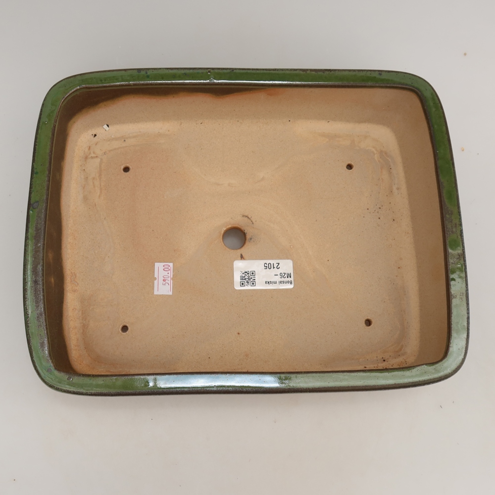Ceramic bonsai bowl 26,5 x 20,5 x 7 cm, green