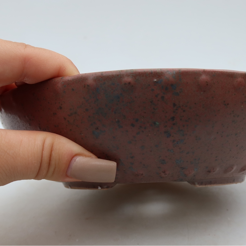 Ceramic bonsai pot, 17.5 x 17.5 x 5 cm, pink