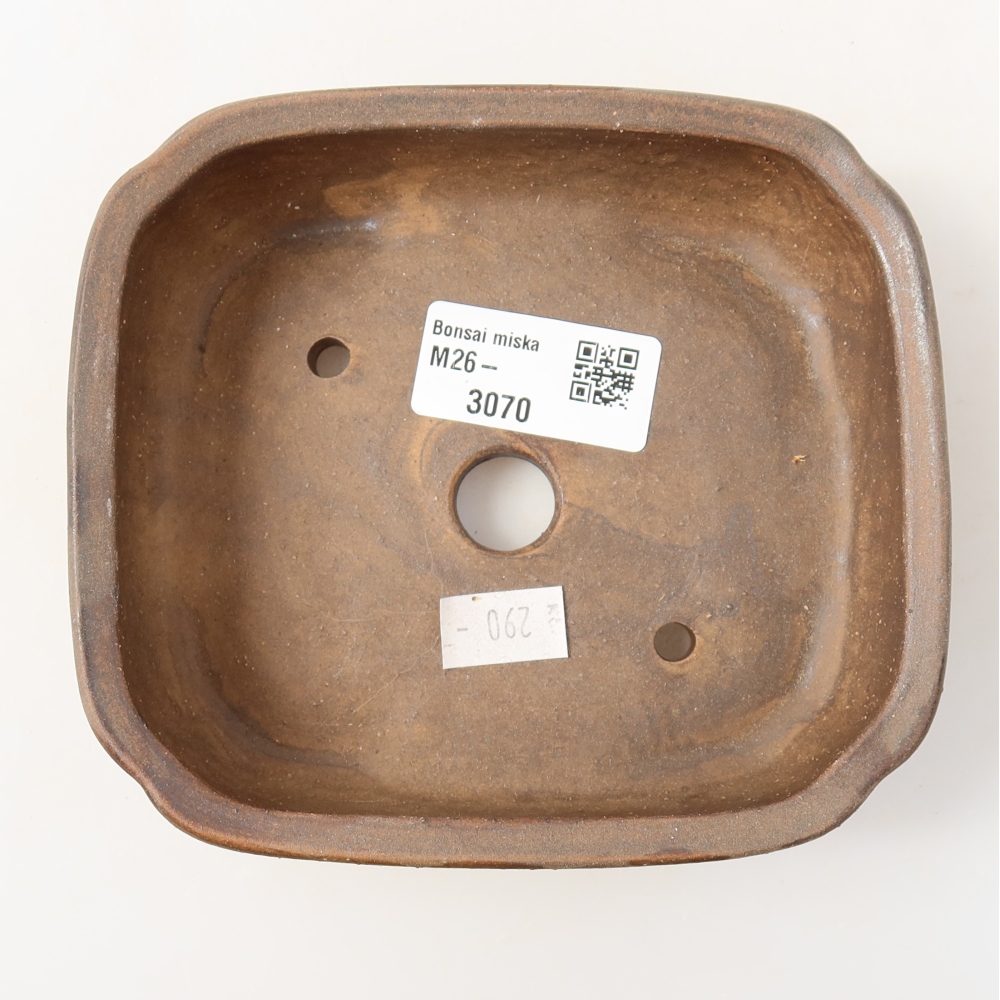 Ceramic bonsai pot, 13.5 x 12 x 4 cm, brown