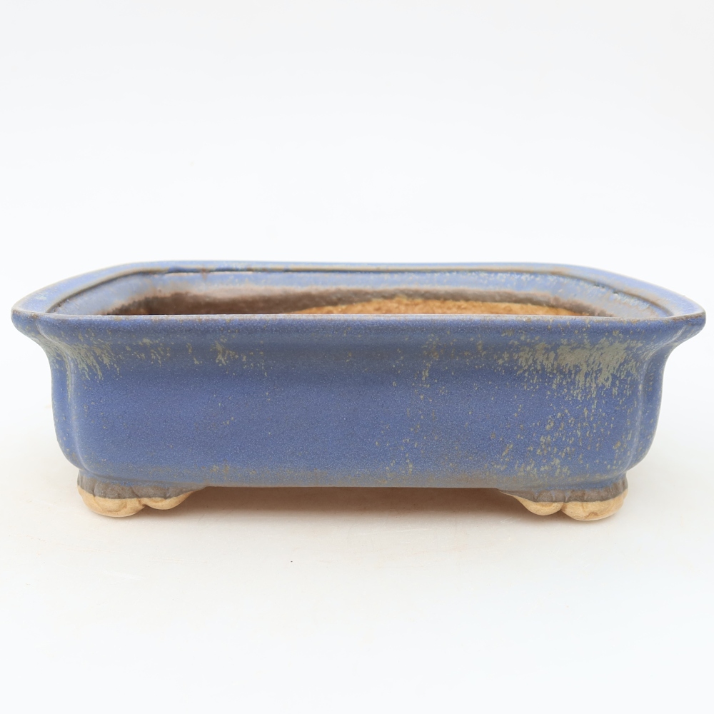 Ceramic bonsai pot, 20 x 17.5 x 6 cm, blue