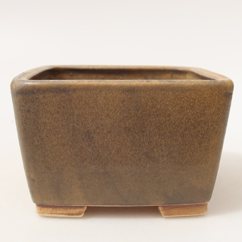 Ceramic bonsai pot, 10.5 x 10.5 x 7 cm, brown