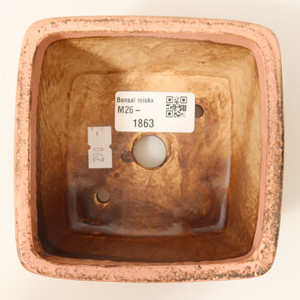 Ceramic bonsai pot, 10.5 x 10.5 x 7 cm, pink