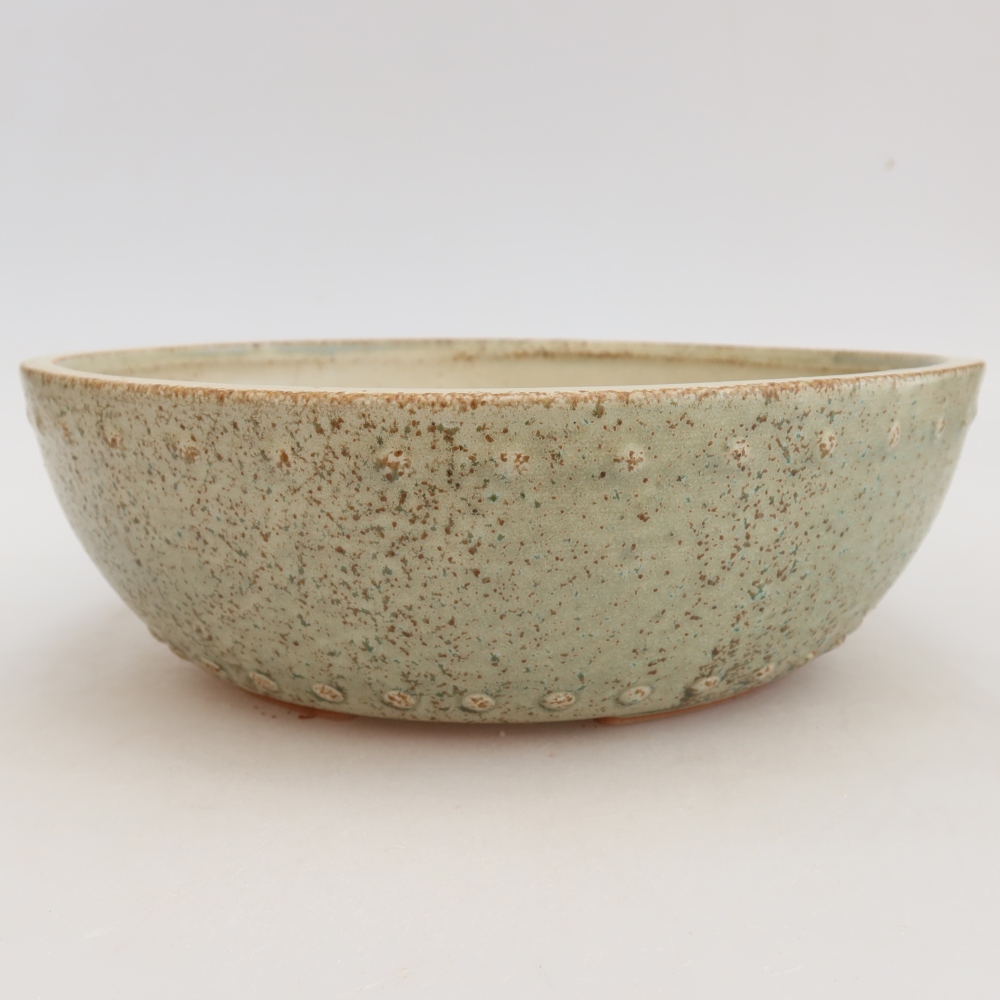 Ceramic bonsai pot, 24.5 x 24.5 x 7.5 cm, green