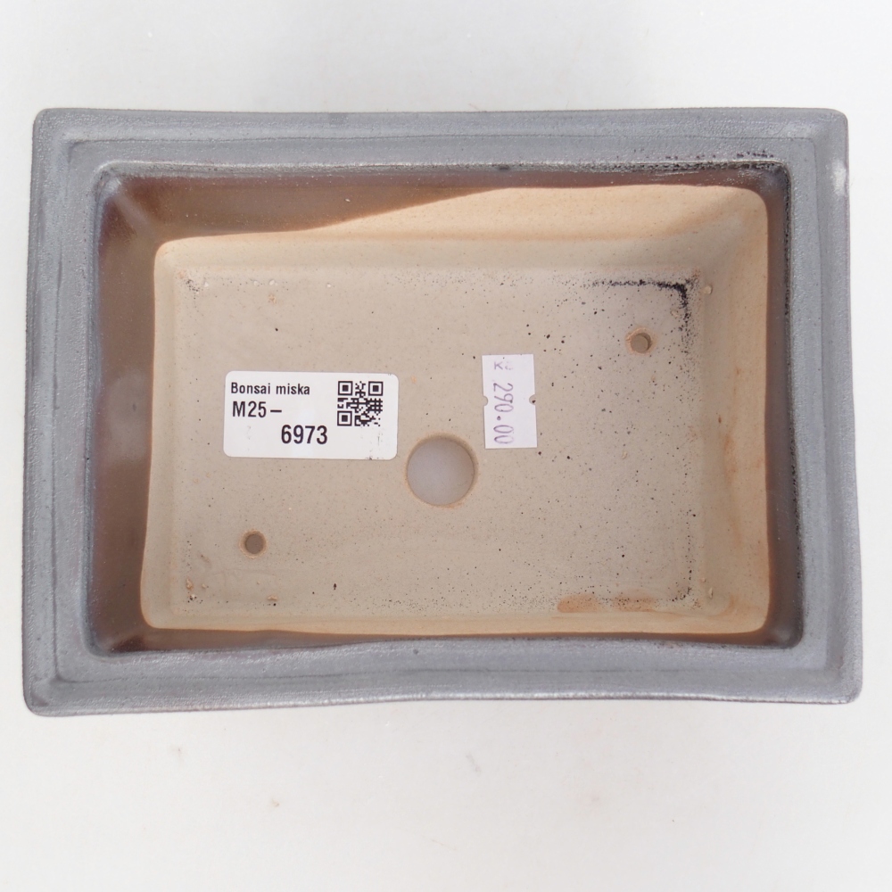 Ceramic bonsai bowl 16 x 12 x 6 cm, metal colour