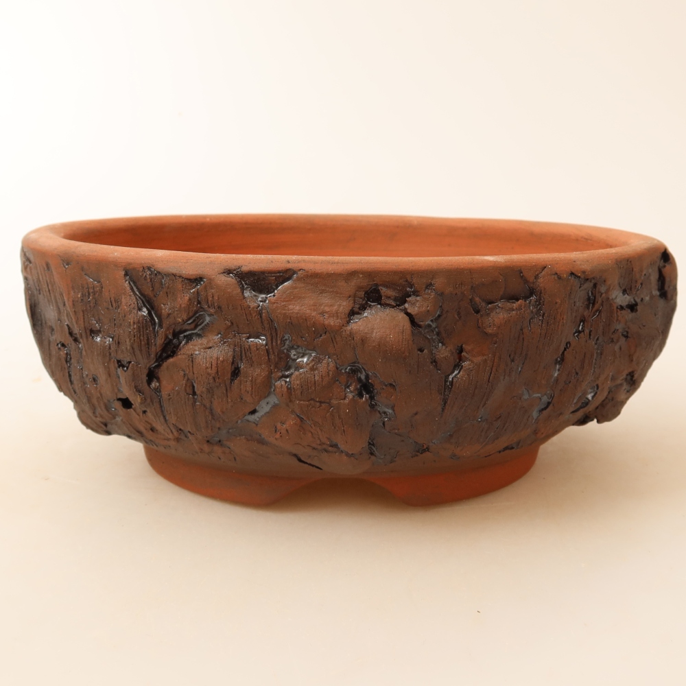 Ceramic bonsai bowl 16,5 x 16,5 x 6 cm, brown
