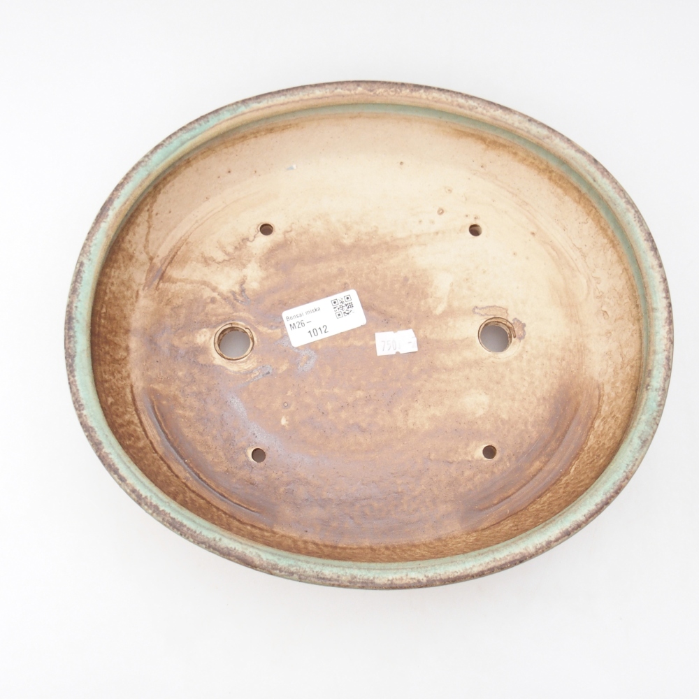 Ceramic bonsai bowl 28 x 24,5 x 6 cm, green