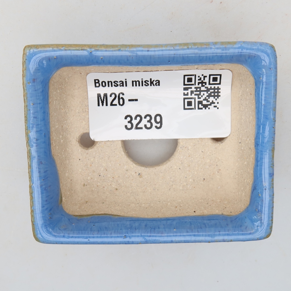 Ceramic bonsai pot, 6.5 x 6.5 x 2.5 cm, blue