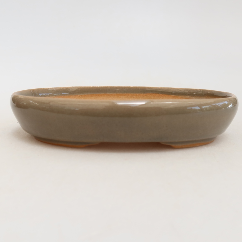 Ceramic bonsai pot, 13 x 9.5 x 2.5 cm, gray