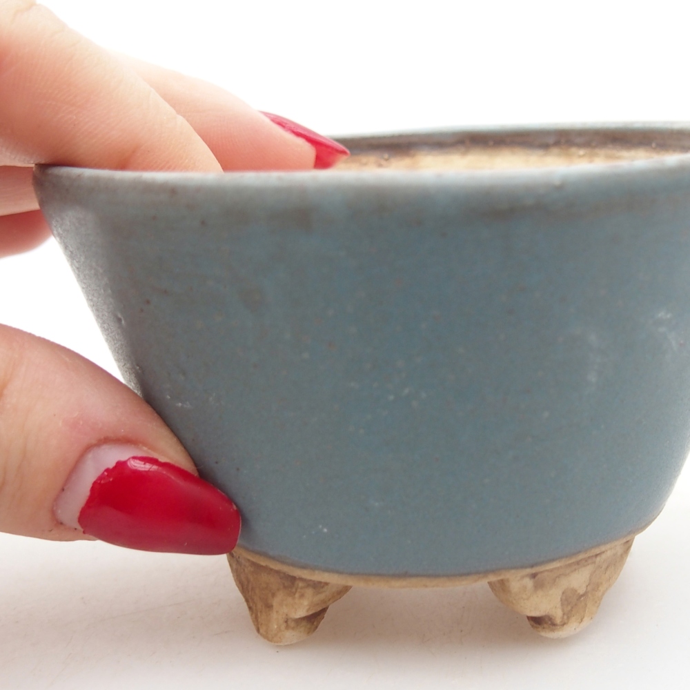 Ceramic bonsai bowl 8,5 x 8,5 x 5 cm, colour blue