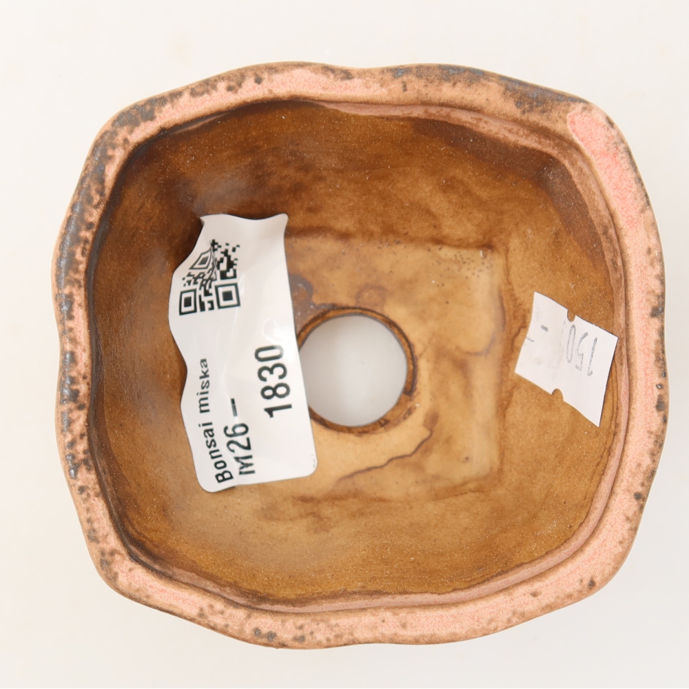 Ceramic bonsai pot, 7.5 x 7 x 3.5 cm, pink