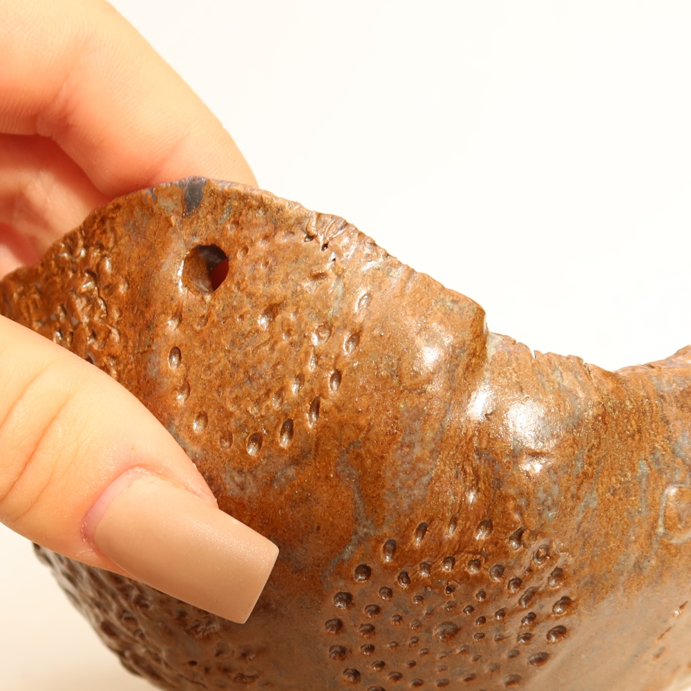 Ceramic Kokedama Pot, 12.5 x 12 x 7.5 cm, Brown