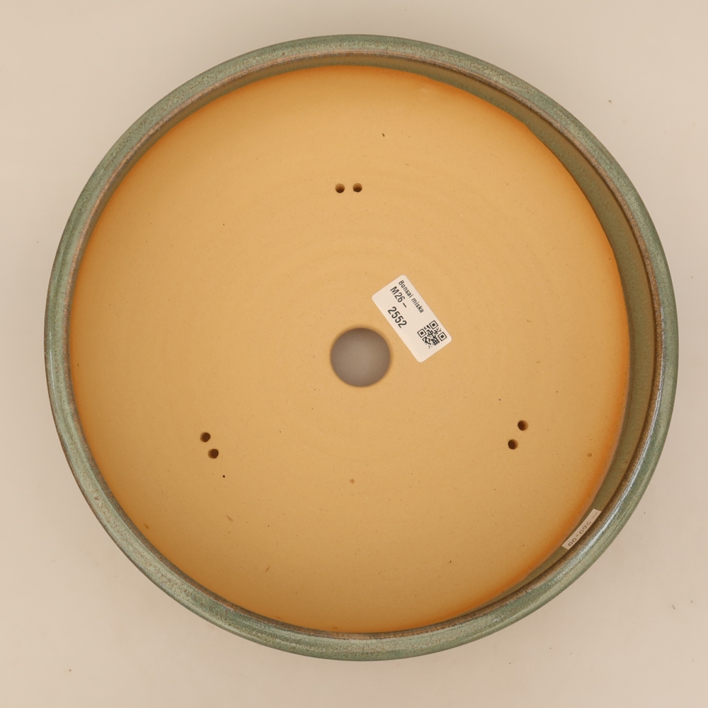 Ceramic bonsai pot, 26.5 x 26.5 x 7 cm, green