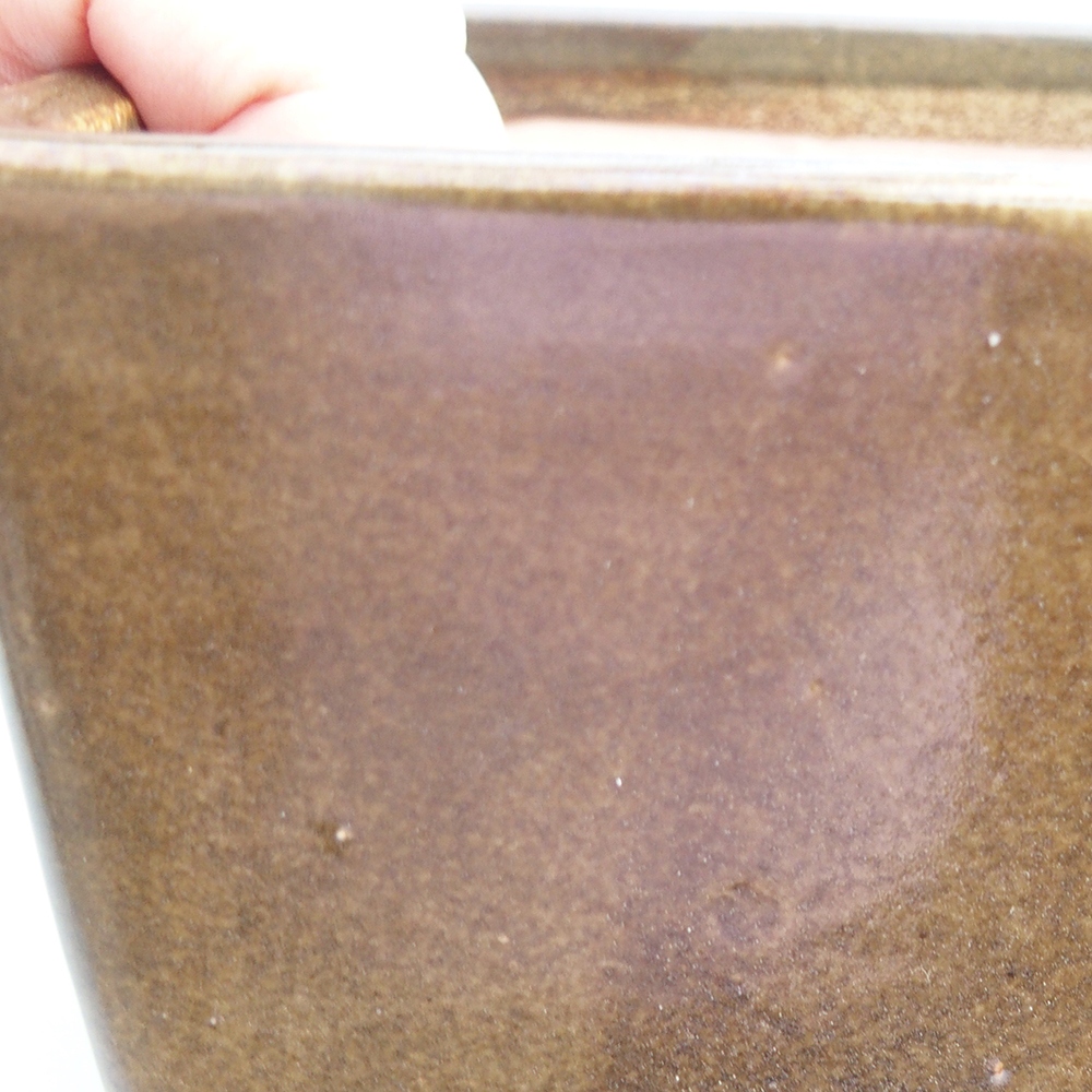 Ceramic bonsai bowl 15 x 15 x 10,5 cm, colour brown-green