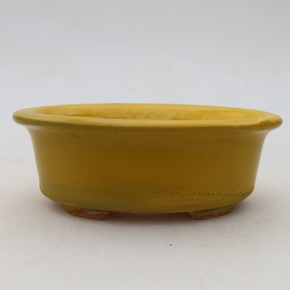 Ceramic bonsai pot, 9.5 x 6.5 x 3 cm, yellow