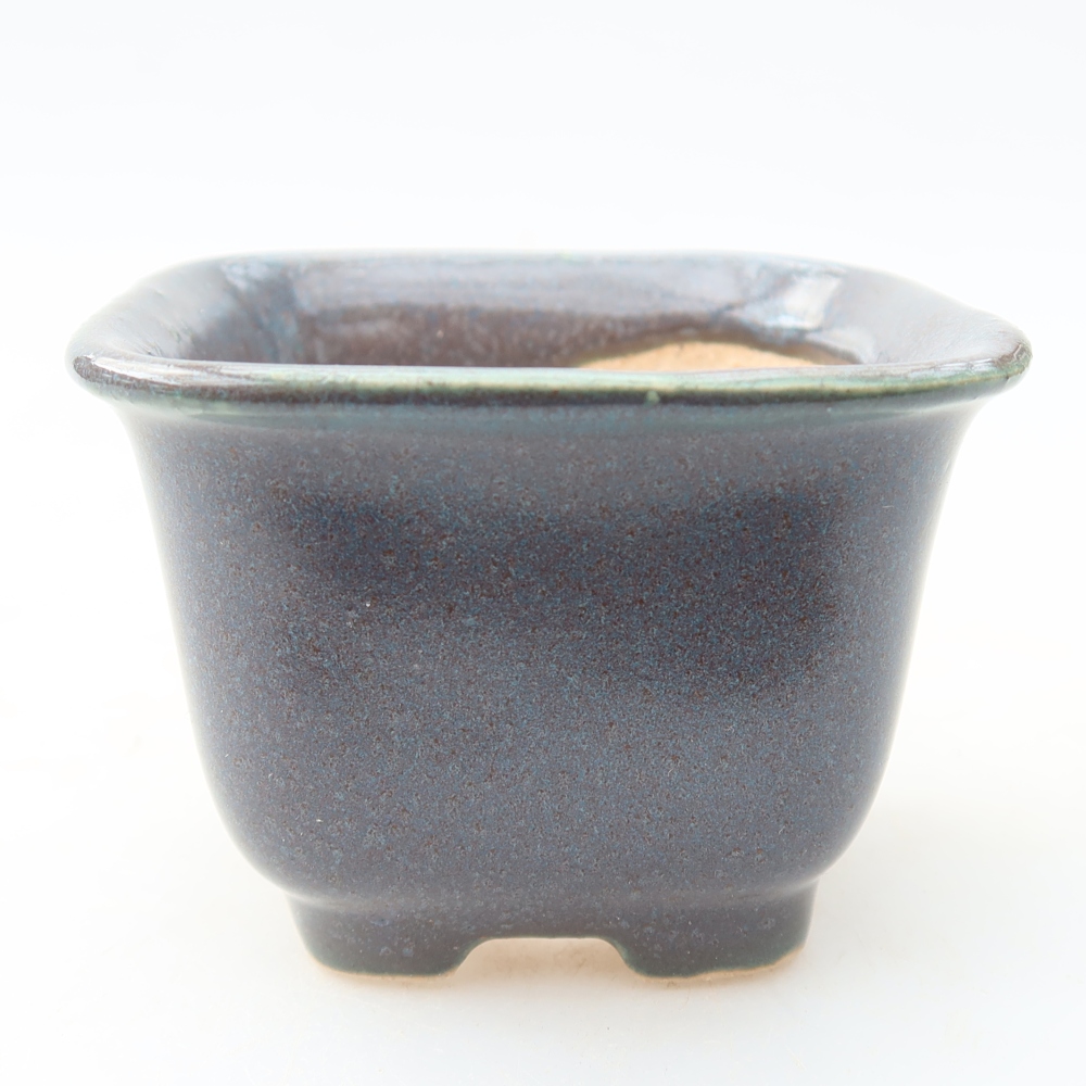 Ceramic bonsai pot, 6.5 x 6.5 x 5 cm, gray