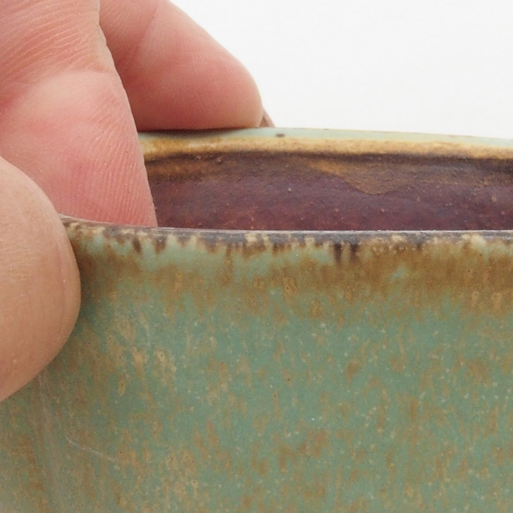 Ceramic bonsai bowl 7,5 x 7 x 3,5 cm, color green