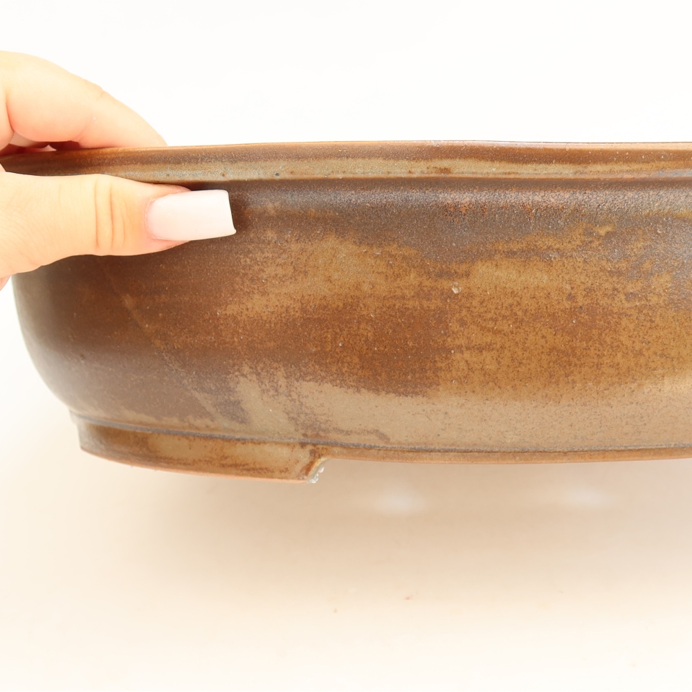 Ceramic bonsai pot, 36 x 28 x 8.5 cm, brown