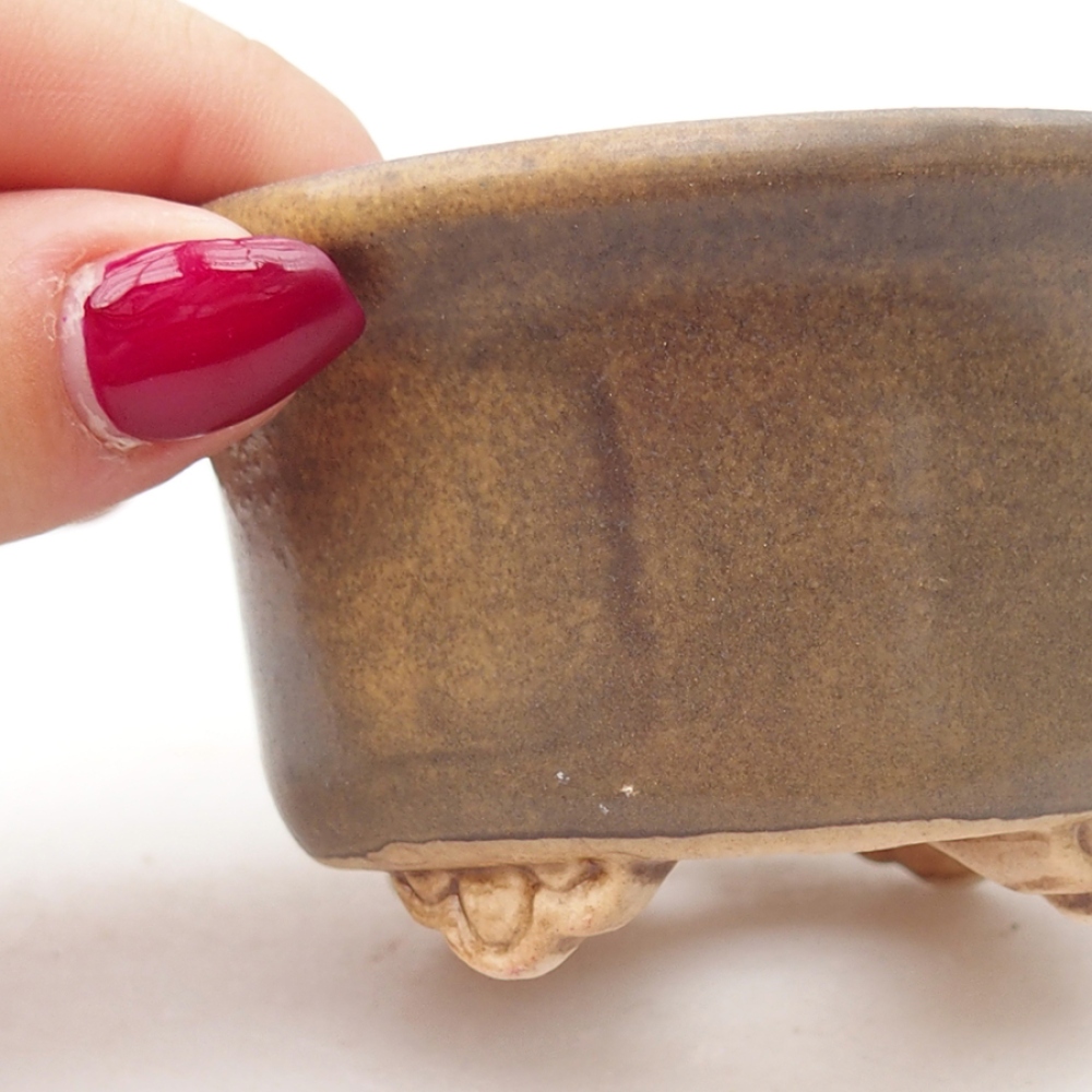 Ceramic bonsai bowl 9 x 9 x 3,5 cm, color brown