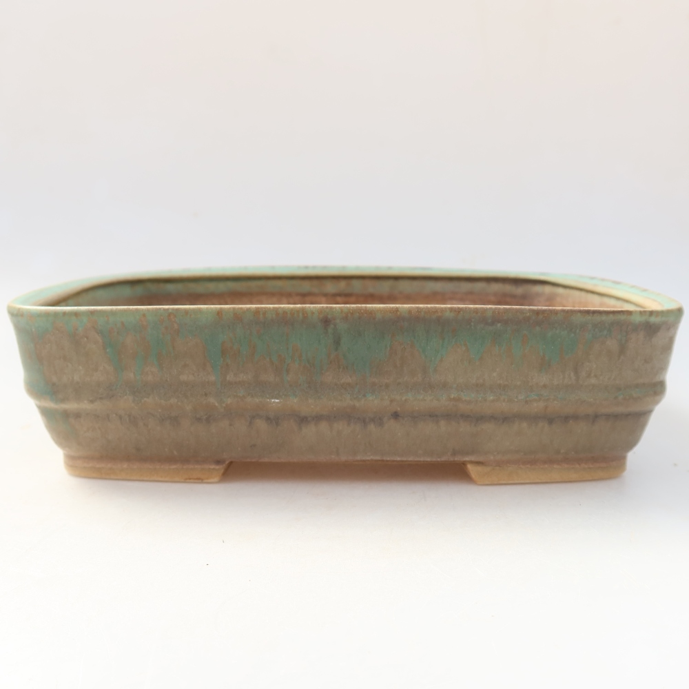 Ceramic bonsai pot, 22.5 x 18 x 6 cm, green