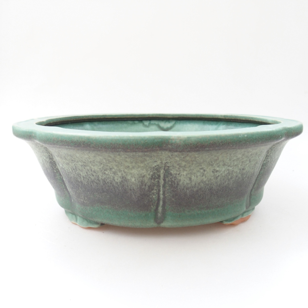 Ceramic bonsai bowl 26 x 26 x 8,5 cm, color green