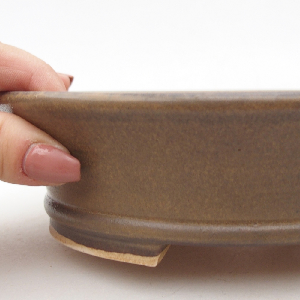 Ceramic bonsai bowl 17,5 x 16 x 5 cm, brown