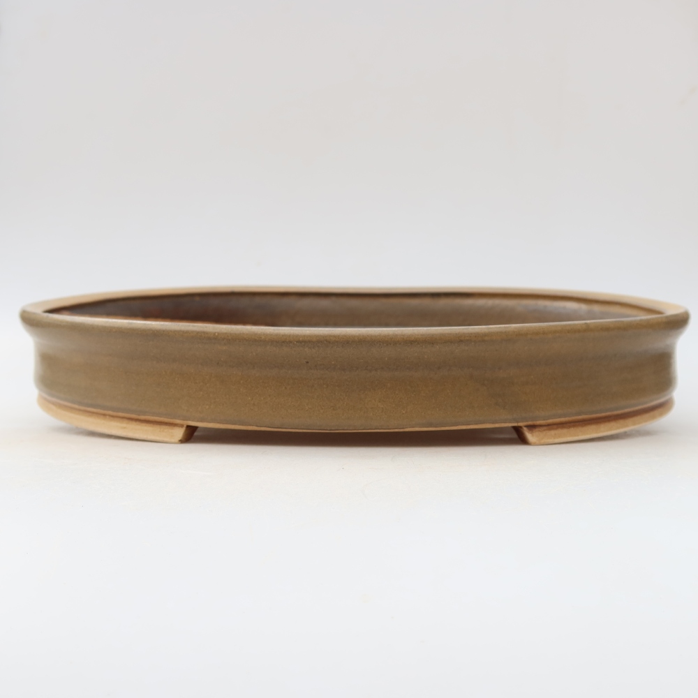 Ceramic bonsai pot, 31 x 27 x 4.5 cm, brown